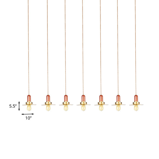 Gold Finish 3/5/7-Bulb Industrial Metallic Pendant Lamp - Multiple Hanging Lights For Ceiling