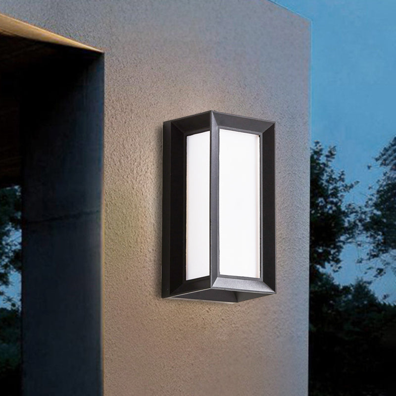 Modern And Stylish Lodges Cuboid Box Wall Sconce In Black With Milky Glass Led For Corner Lighting