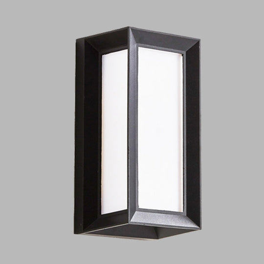 Modern And Stylish Lodges Cuboid Box Wall Sconce In Black With Milky Glass Led For Corner Lighting