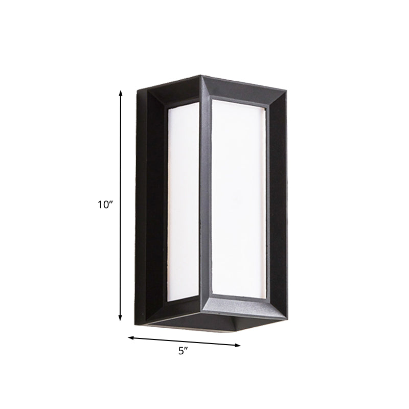 Modern And Stylish Lodges Cuboid Box Wall Sconce In Black With Milky Glass Led For Corner Lighting