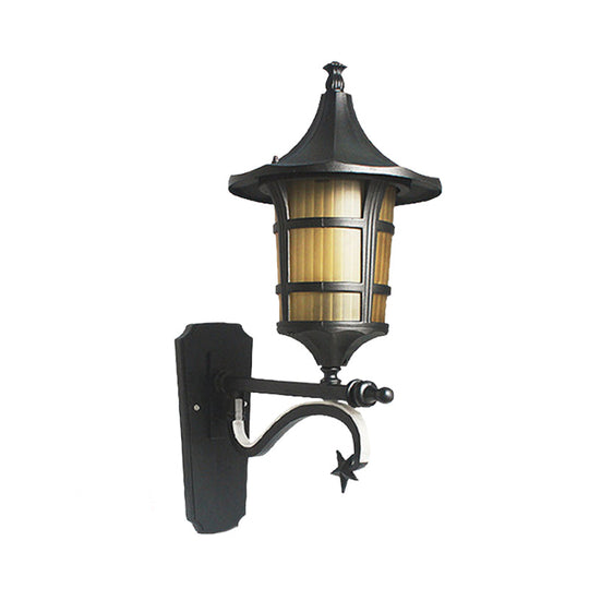 Farmhouse Wall Sconce With Clear Water/Tan Ribbed Glass Black Finish 20/21.5 Wide