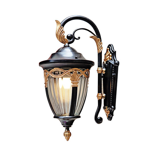 Farmhouse Acorn Wall Sconce: Clear Prismatic Glass Black Finish 1-Light Lighting