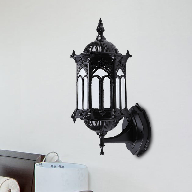 Rustic Black/Brass Pavilion Wall Light Sconce With Clear Glass Shade Black