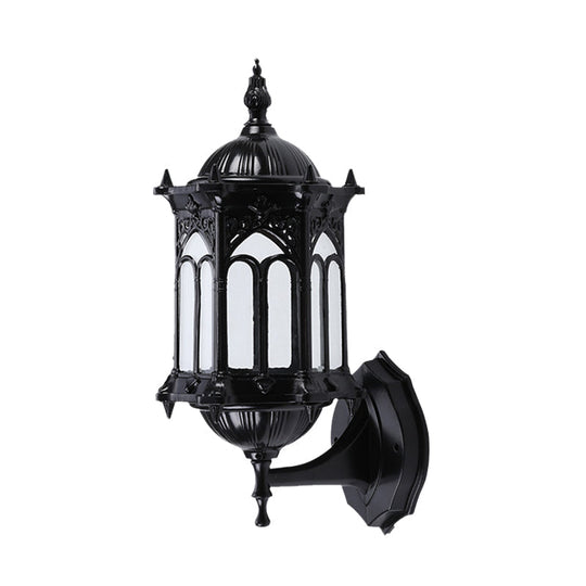 Rustic Black/Brass Pavilion Wall Light Sconce With Clear Glass Shade