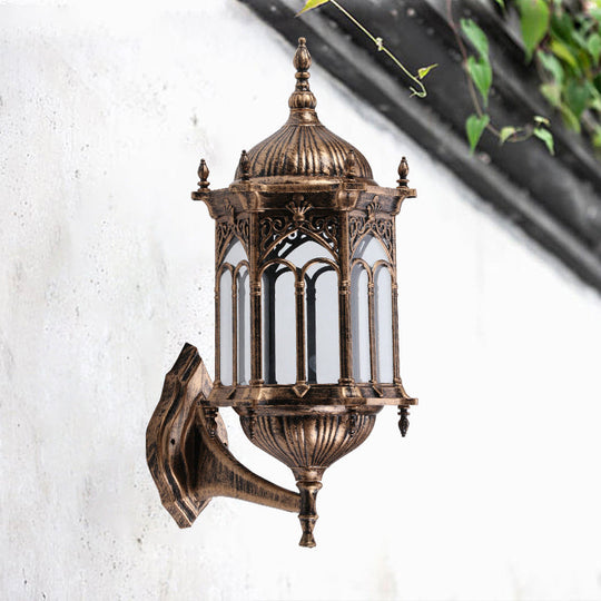 Rustic Black/Brass Pavilion Wall Light Sconce With Clear Glass Shade Brass