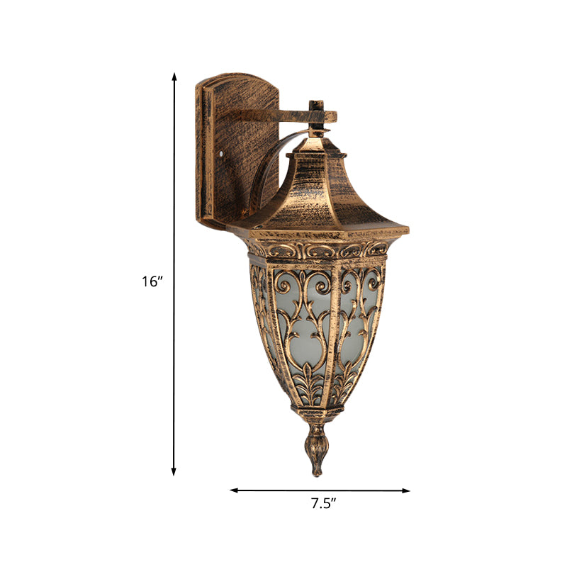 Outdoor Brass Aluminum Wall Lamp - Country Urn Shape Sconce Lighting With 1-Bulb Fixture