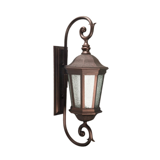 Aniseed Tiger Stripe Metal Wall Mount Sconce With Water Glass Shade - Brown Country Style 1-Light