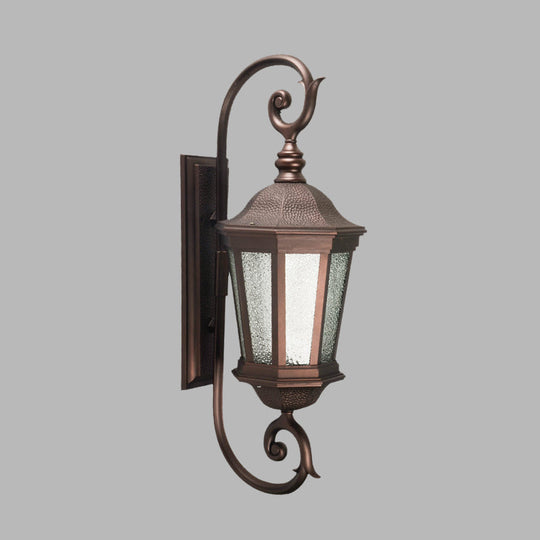 Aniseed Tiger Stripe Metal Wall Mount Sconce With Water Glass Shade - Brown Country Style 1-Light