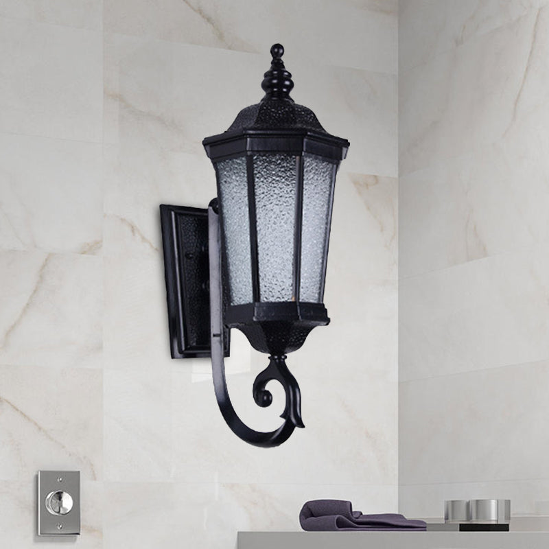 Verum Wall Sconce - 1-Light Country Water Glass Lamp In Sleek Black Finish Mounted Lighting Fixture