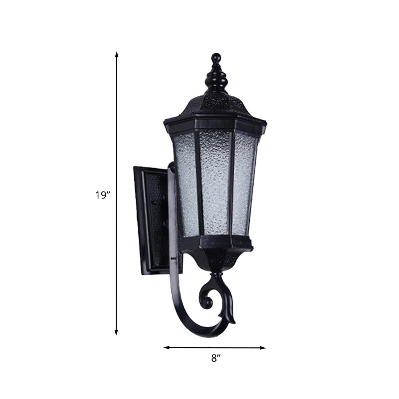 Verum Wall Sconce - 1-Light Country Water Glass Lamp In Sleek Black Finish Mounted Lighting Fixture