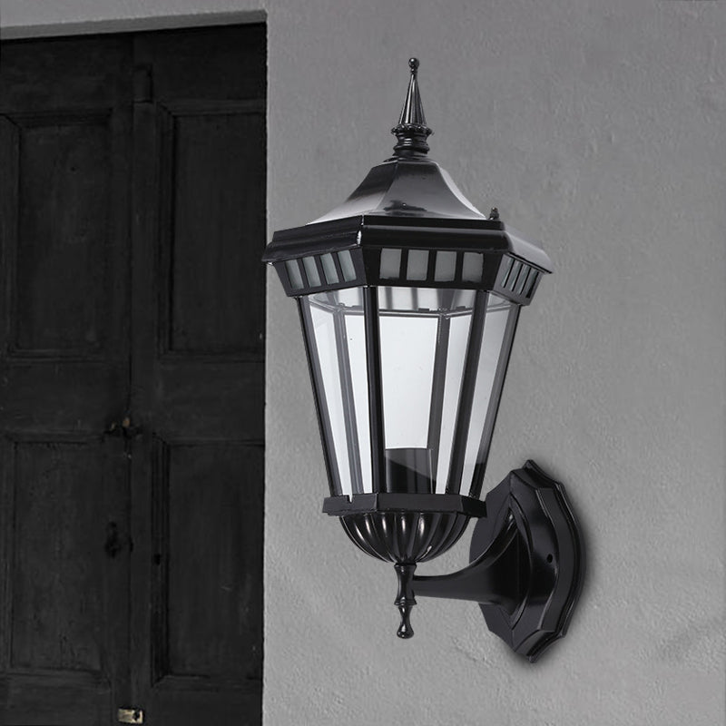 Rustic Black Wall Sconce With Clear Glass - Outdoor Pavilion Mount Lamp