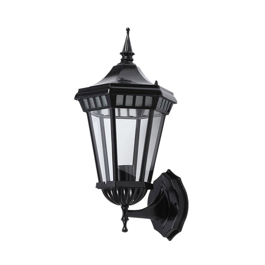 Rustic Black Wall Sconce With Clear Glass - Outdoor Pavilion Mount Lamp