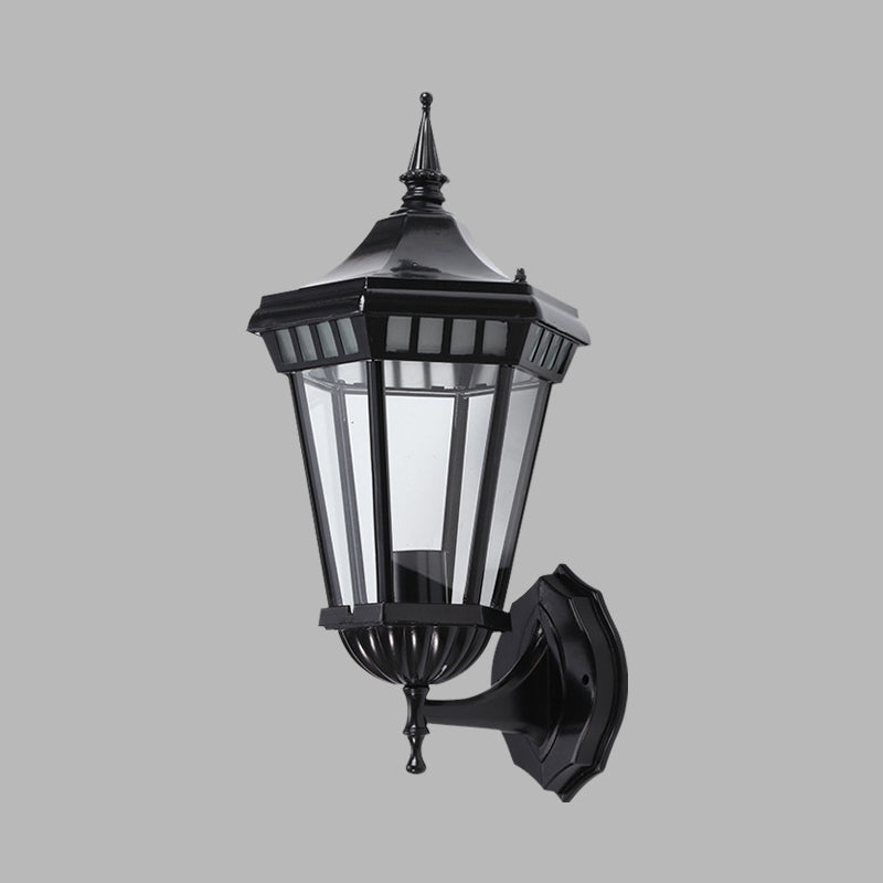 Rustic Black Wall Sconce With Clear Glass - Outdoor Pavilion Mount Lamp