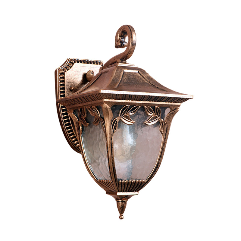 Countryside Acorn Courtyard Sconce: Clear Water Glass Brass Wall Mount Lamp