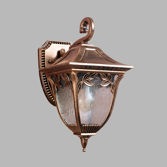 Countryside Acorn Courtyard Sconce: Clear Water Glass Brass Wall Mount Lamp