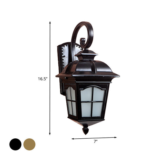 Farmhouse Black/Gold Aluminum Wall Mount Sconce - 1-Light Twisted Arm Outdoor Courtyard Lighting