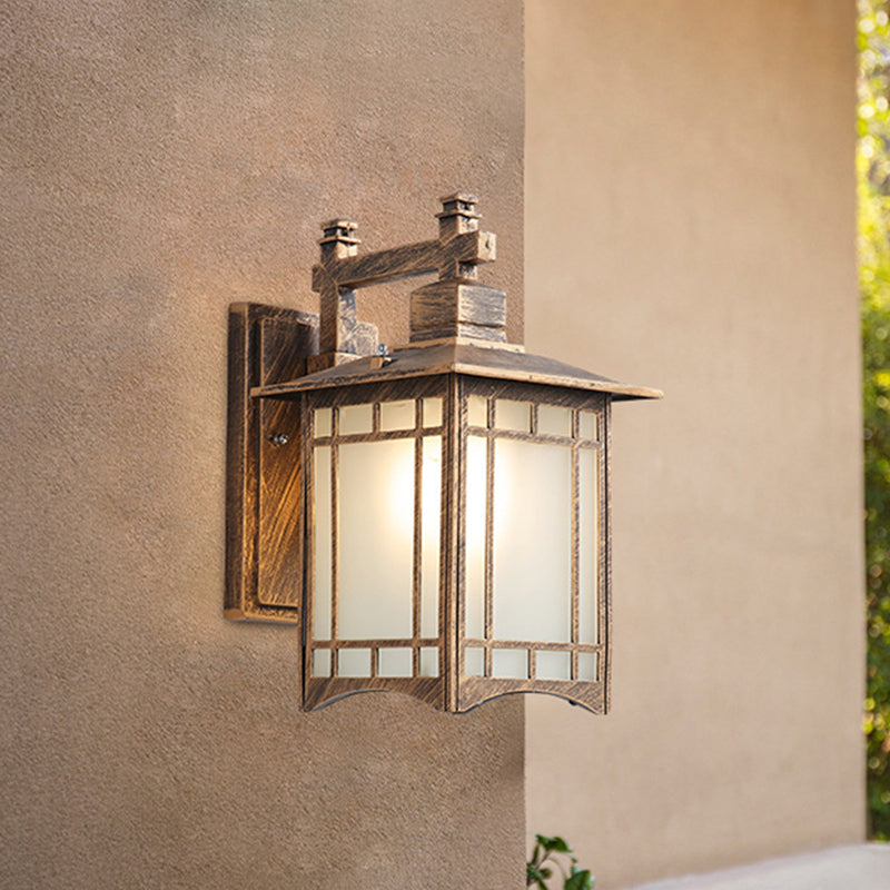 Modern Farmhouse Black/Brass Wall Sconce With Frosted Glass Shade Brass