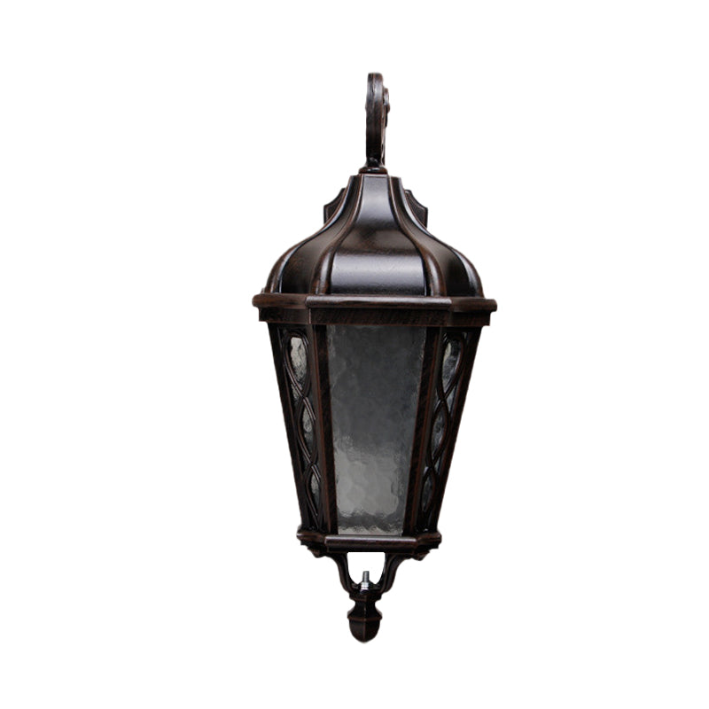 Country Black Water Glass Wall Mounted Lamp For Courtyard - 1-Head Urn Shaped Sconce Light With A