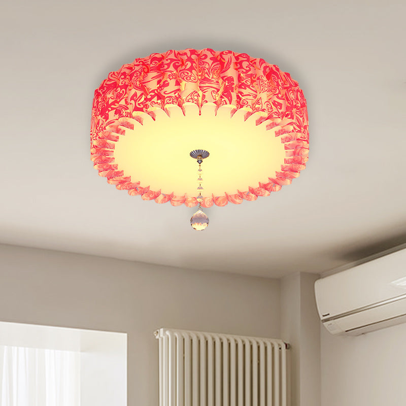 Pastoral Pink Acrylic LED Flushmount with Loving Heart and Crystal Ball – Warm/3 Color Lighting