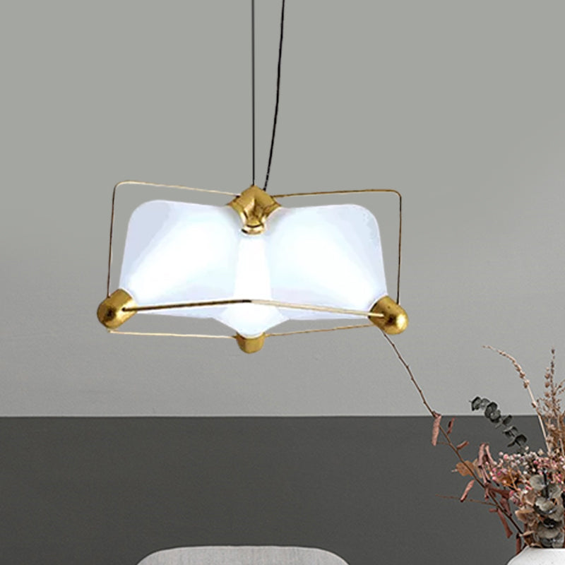 Contemporary Opal Glass Diamond Ceiling Chandelier With Led Bulbs And Gold Frame In Warm/White Light