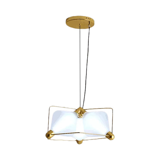 Contemporary Opal Glass Diamond Ceiling Chandelier With Led Bulbs And Gold Frame In Warm/White Light