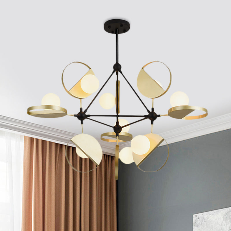 Black And Gold Triangle Frame Led Ceiling Lamp - Post-Modern Style (9 Heads) Black-Gold