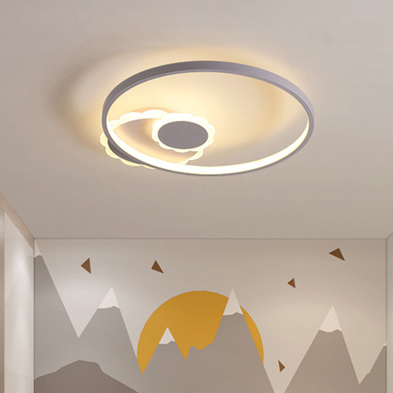 Modern Led Acrylic Flush Mount Ceiling Light For Bedroom - White Round Design W/ Warm Or