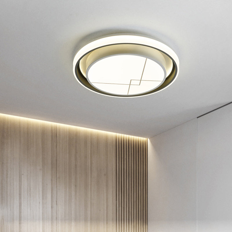 Modern Metal Circle Led Ceiling Flush Mount Light Fixture - White Bedroom Lighting (Warm/White)