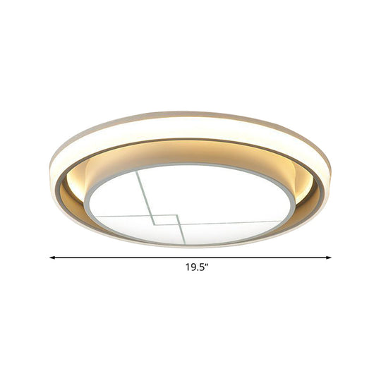 Modern Metal Circle LED Ceiling Flush Mount Light Fixture - White, Bedroom Lighting (Warm/White)