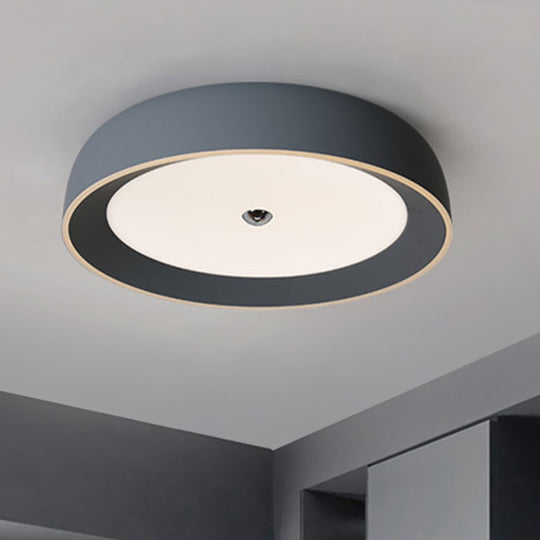 Contemporary LED Flushmount Ceiling Light for Bedroom - Grey/Coffee Tone, Pivoting Ring Design - 14"/17"/20.5" W