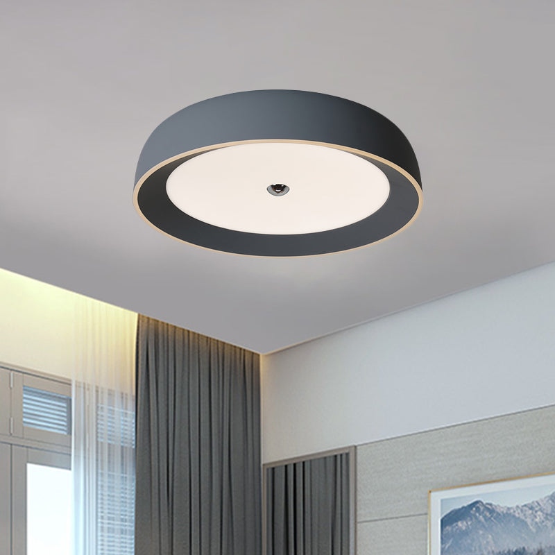 Contemporary LED Flushmount Ceiling Light for Bedroom - Grey/Coffee Tone, Pivoting Ring Design - 14"/17"/20.5" W