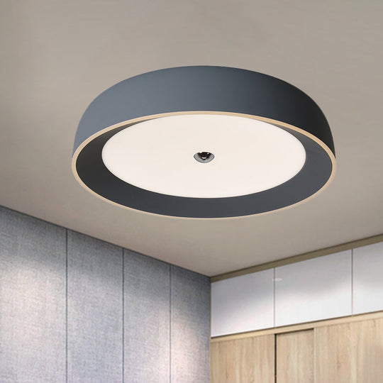 Contemporary LED Flushmount Ceiling Light for Bedroom - Grey/Coffee Tone, Pivoting Ring Design - 14"/17"/20.5" W