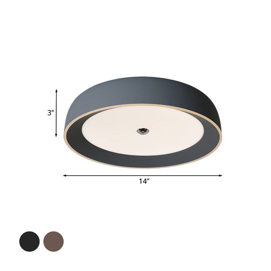 Contemporary Led Flushmount Ceiling Light For Bedroom - Grey/Coffee Tone Pivoting Ring Design