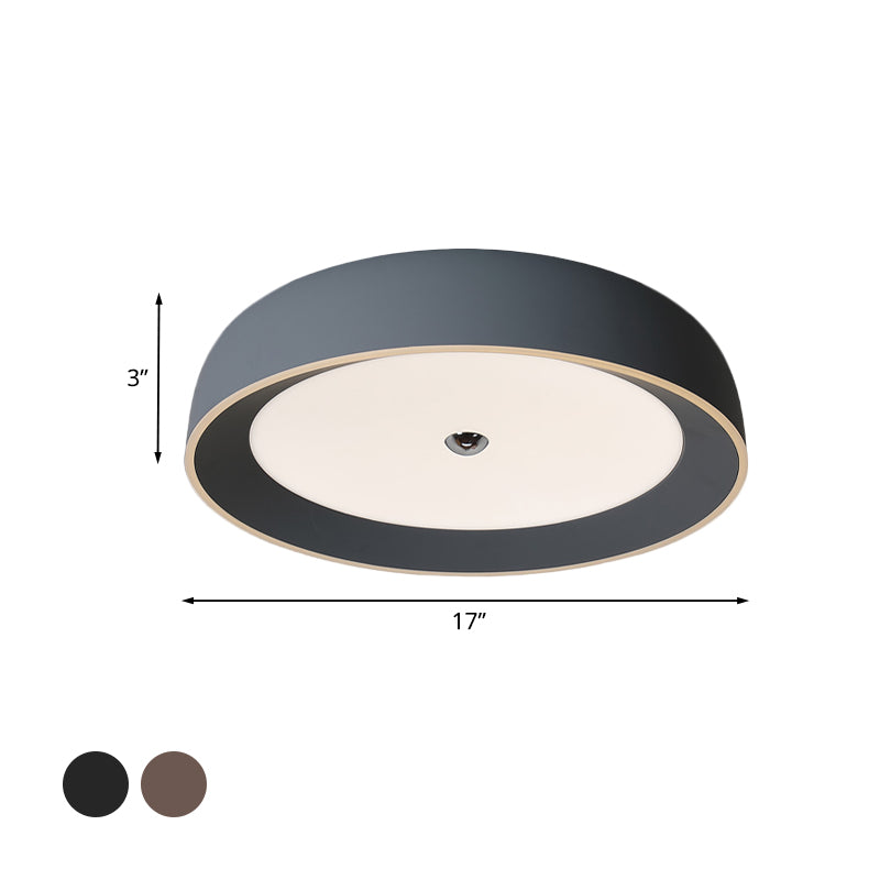 Contemporary LED Flushmount Ceiling Light for Bedroom - Grey/Coffee Tone, Pivoting Ring Design - 14"/17"/20.5" W