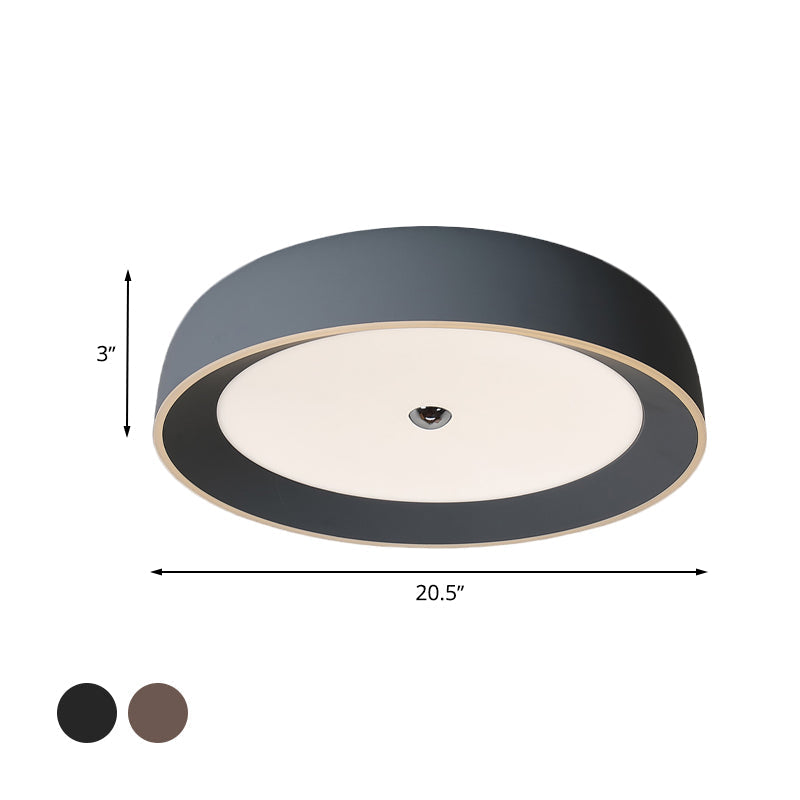 Contemporary LED Flushmount Ceiling Light for Bedroom - Grey/Coffee Tone, Pivoting Ring Design - 14"/17"/20.5" W