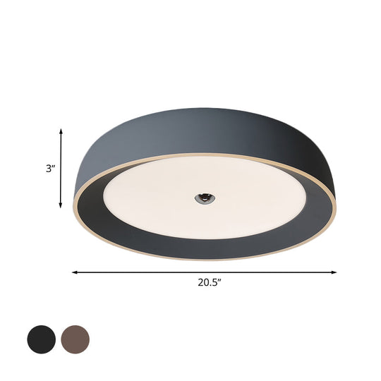 Contemporary Led Flushmount Ceiling Light For Bedroom - Grey/Coffee Tone Pivoting Ring Design