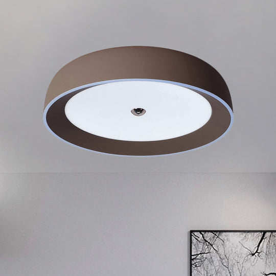 Contemporary LED Flushmount Ceiling Light for Bedroom - Grey/Coffee Tone, Pivoting Ring Design - 14"/17"/20.5" W