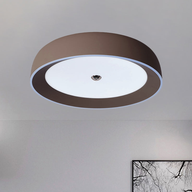 Contemporary Led Flushmount Ceiling Light For Bedroom - Grey/Coffee Tone Pivoting Ring Design