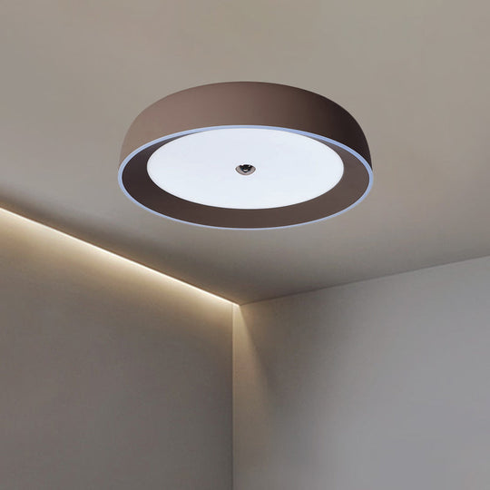 Contemporary LED Flushmount Ceiling Light for Bedroom - Grey/Coffee Tone, Pivoting Ring Design - 14"/17"/20.5" W