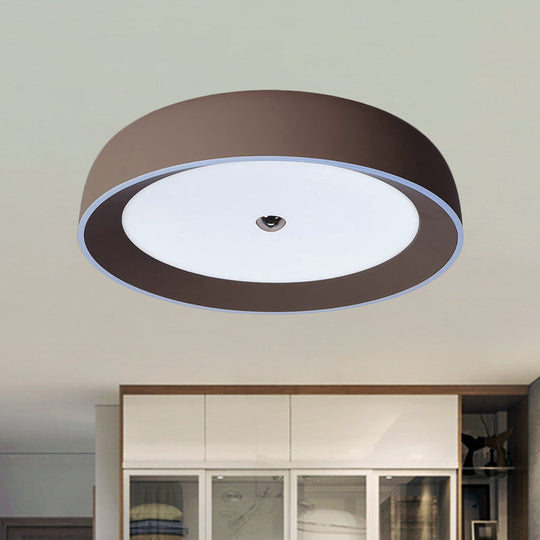 Contemporary LED Flushmount Ceiling Light for Bedroom - Grey/Coffee Tone, Pivoting Ring Design - 14"/17"/20.5" W