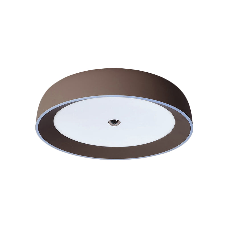 Contemporary LED Flushmount Ceiling Light for Bedroom - Grey/Coffee Tone, Pivoting Ring Design - 14"/17"/20.5" W