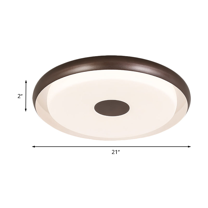 Modern Halo Flush Mount Light Iron Led Bedroom Flushmount Lighting In Coffee (18/21 Width)