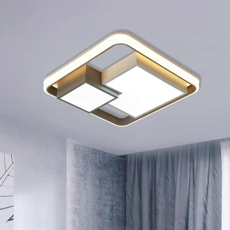 Minimalist Square Led Ceiling Light In Warm/White For Bedroom