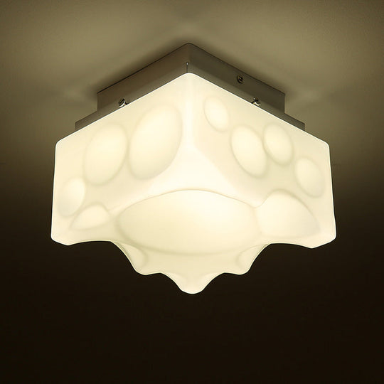 Geometric LED Flush Light for Hallway - Simple White Acrylic Ceiling Fixture