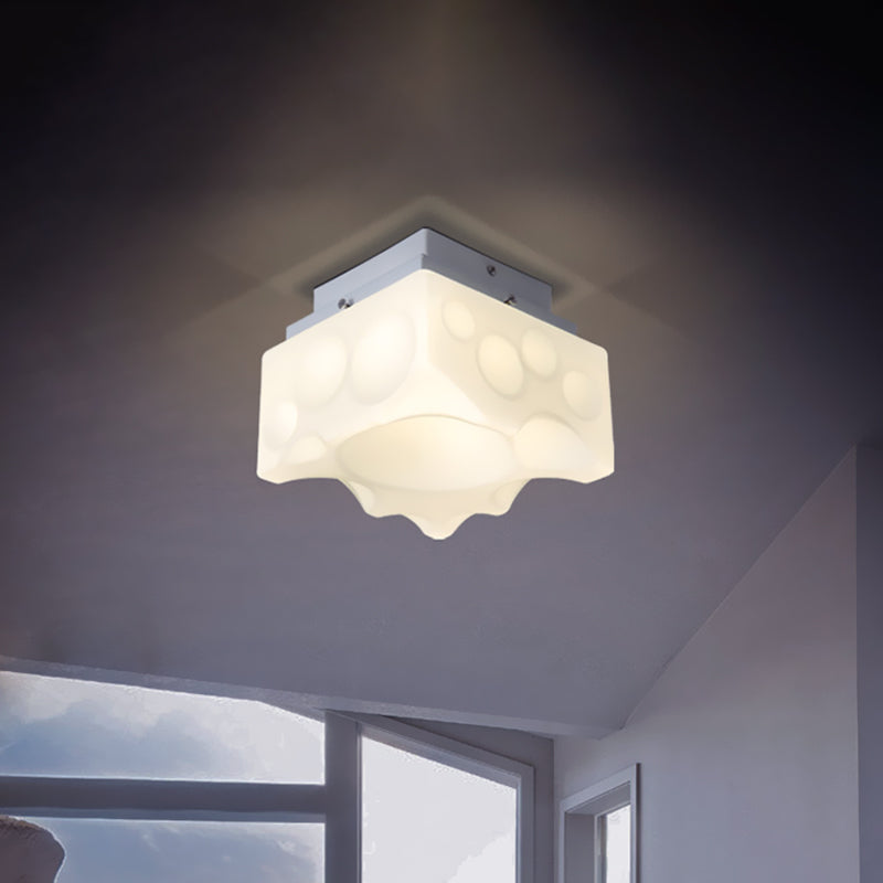 Geometric LED Flush Light for Hallway - Simple White Acrylic Ceiling Fixture