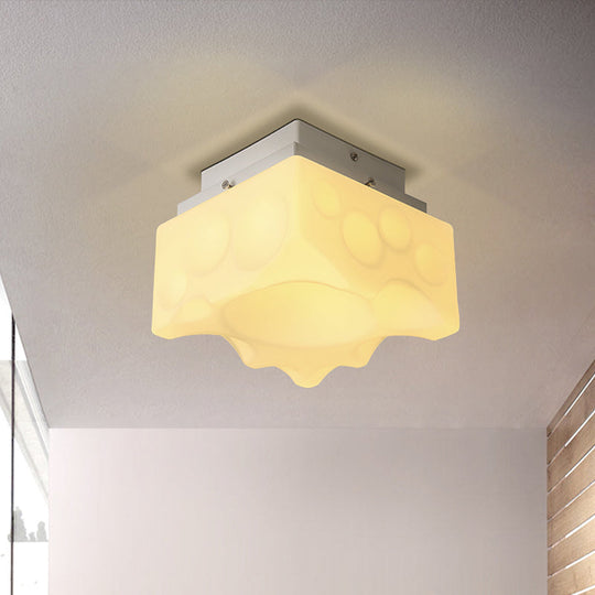 Geometric LED Flush Light for Hallway - Simple White Acrylic Ceiling Fixture