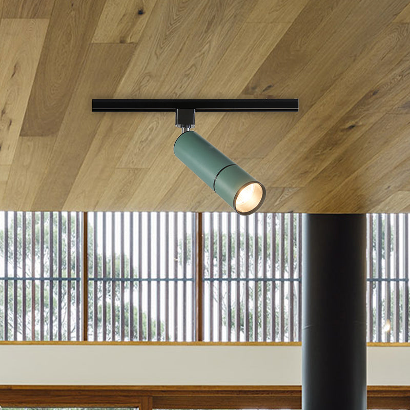 Minimalist Pipe LED Ceiling Light in Green/Black for Restaurants - Semi Flush Mount