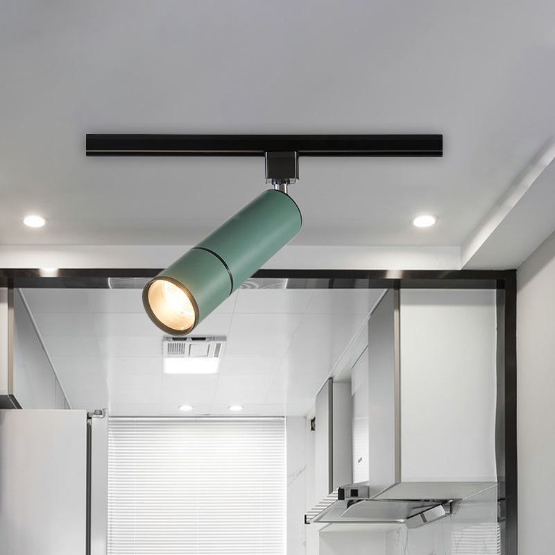 Minimalist Pipe LED Ceiling Light in Green/Black for Restaurants - Semi Flush Mount