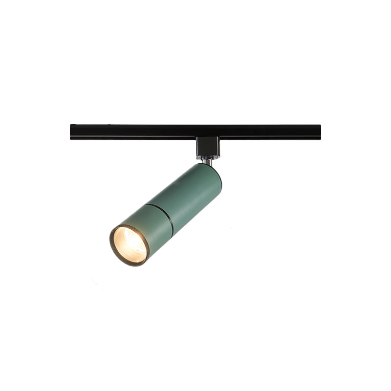 Minimalist Pipe Led Ceiling Light In Green/Black For Restaurants - Semi Flush Mount