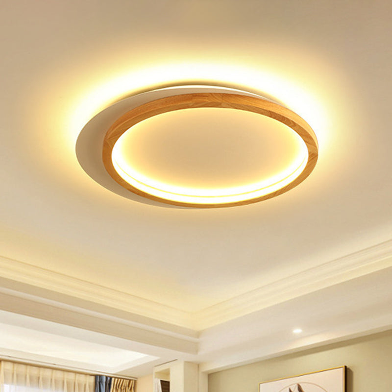 Modern Wooden LED Spotlight Flush Mount Ceiling Light for Living Room - 16"/23.5" Width